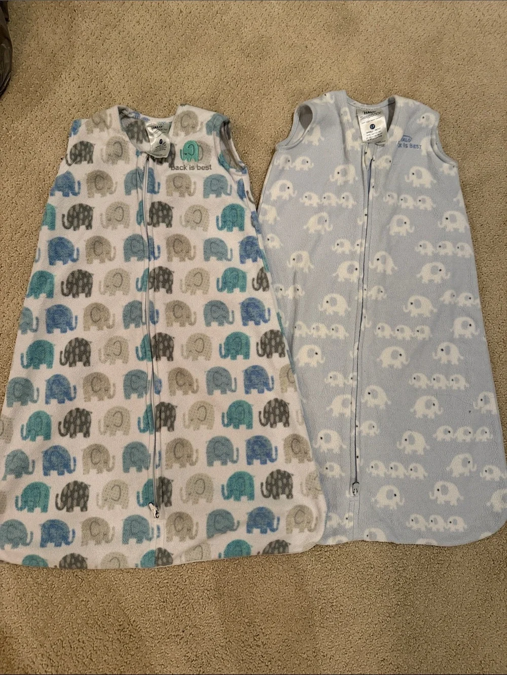 HALO Baby Sleeveless Sleep Sack - Elephant Print, Blue & Gray